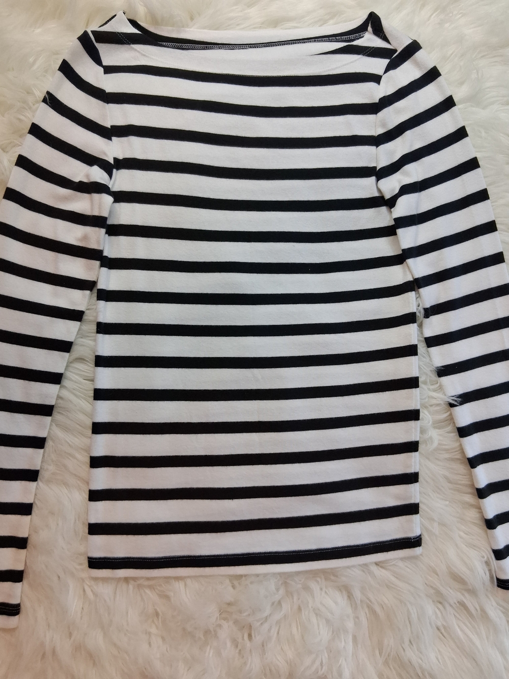 Striped Long Sleeve Top in Black & White